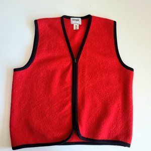 Vintage Nanook pure virgin wool red vest with black trim.